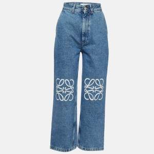 Loewe Blue Denim Anagram Detail Baggy Jeans XS