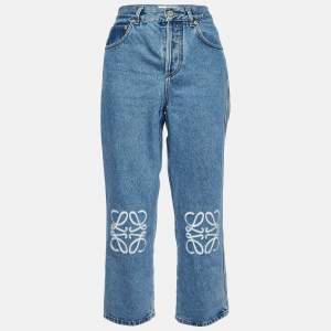 Loewe Blue Denim Anagram Detail Cropped Jeans L/Waist 31"