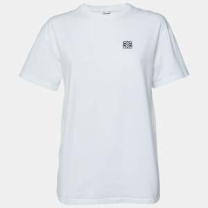 Loewe White Anagram Embroidered Cotton Crew Neck T-Shirt XS 