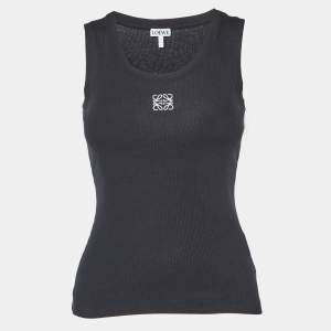 Loewe Black Logo Embroidered Rib Knit Tank Top XS