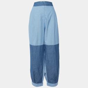 Loewe Blue Patchwork Denim Pleated Trousers XXL