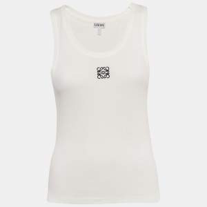 Loewe White Cotton Anagram Embroidered Tank Top M