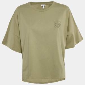 Loewe Olive Green Cotton Anagram Embroidered T-Shirt M 