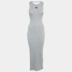 Loewe Grey Angaram Embroidered Rib Knit Maxi Dress XS