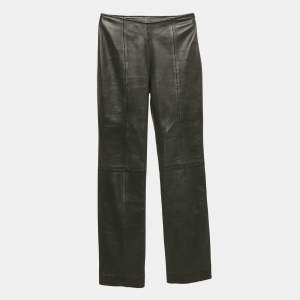 Loewe Black Leather Straight Pants S