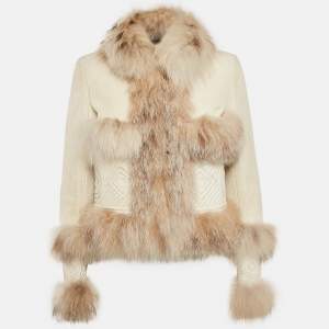Loewe Off-White Leather Fur Detail Jacket S