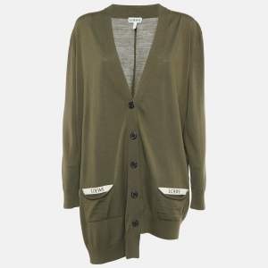 Loewe Green Wool Buttoned Cardigan L
