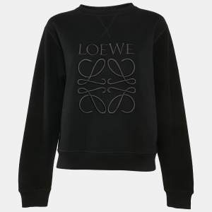 Loewe Black Logo Embroidery Cotton Crew Neck Sweatshirt S