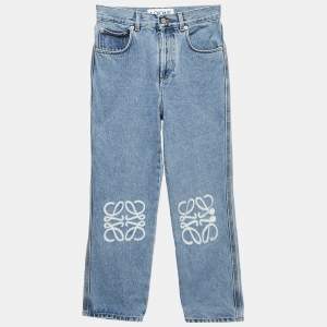 Loewe Blue Denim Anagram Detail Cropped Jeans S Waist 26"