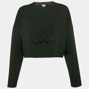 Loewe Black Padded 3D Anagram Wool Crewneck Sweatshirt M