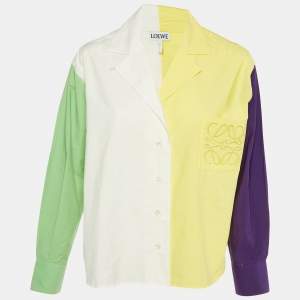 Loewe Multicolor Colorblock Cotton Button Front Shirt S   