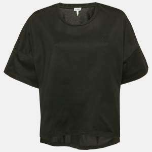 Loewe Black Anagram Embroidered Cotton Crew Neck T-Shirt S