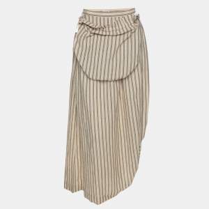 Loewe Beige/Brown Striped Linen Skirt M