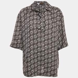 Loewe x Paula & Mopitz Ibiza Navy Blue Printed Linen Collared Tunic XS