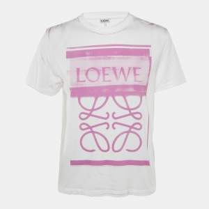 Loewe White Anagram Digital Print Cotton Crew Neck T-Shirt M