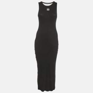 Pre Owned Loewe Black Anagram Rib Knit Tank Maxi Dress M 