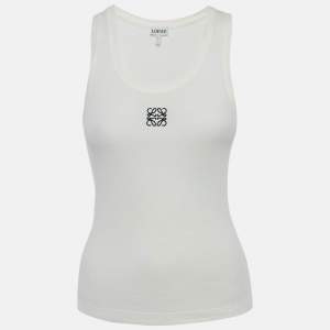 Pre Owned Loewe Off-White Anagram Embroidery Rib Knit Tank Top S