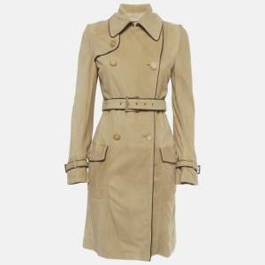 Pre Owned Loewe Beige Suede Double Breasted Coat S