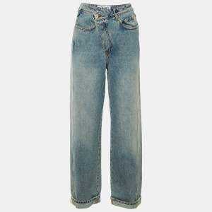 Pre Owned Loewe Blue Washed Crossover Waist Denim Jeans M Waist 28" 