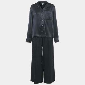 مملوكة مسبقًا مجموعة لووي بطبعة شعار أناغرام من الساتان الأسود مقاس كبير / وسط