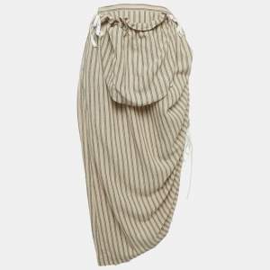 Pre Owned Loewe Beige Striped Ruched Detail Skirt M