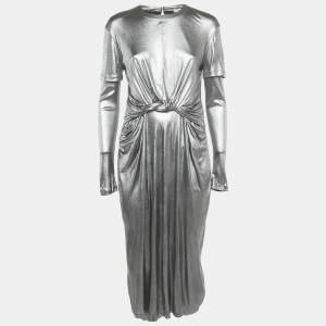 مملوكة مسبقًا Loewe Silver Jersey Draped Cut-Out Maxi Dress S