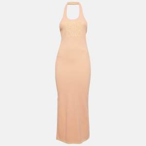 Pre Owned فسُتان بقصة تانك مزيّن بحياكة مضلعة بلوني زهري/أصفر من لويفي + بولا إيبيزا مقاس صغير