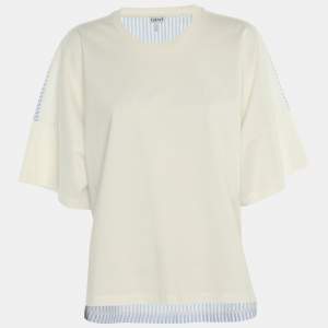 Pre Owned Loewe Cream/Blue Stripe Cotton Tops M