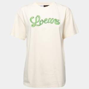 Loewe Beige Cotton Cactus Logo Embroidered T-Shirt S