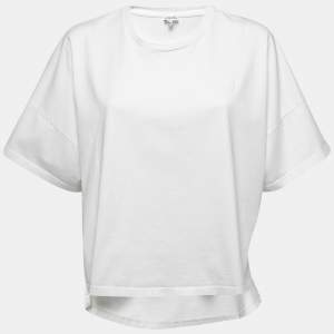 Loewe White Cotton Knit Crew Neck Boxy Fit T-Shirt S