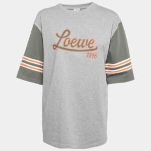 Loewe Grey Logo Printed Cotton Oversized Half Sleeve T-Shirt XS