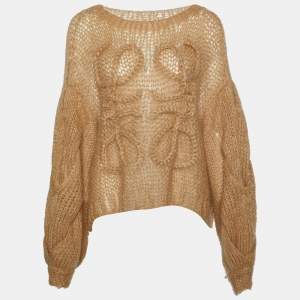 Loewe Brown Mohair Anagram Open Knit Sweater S