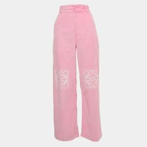 Loewe Pink Corduroy Anagram Embroidered Jeans S