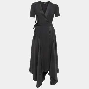 Loewe Black Crepe Asymmetric Wrap Dress S