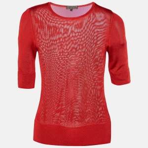 Pre Owned Loewe Vintage Red Knit Crew Neck Top S