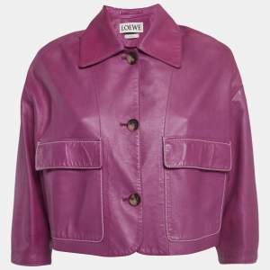 Loewe Pink Lambskin Leather Cropped Shirt S