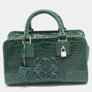 Loewe Green Crocodile Amazona Satchel