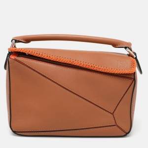 Loewe Brown Leather Small Puzzle Top Handle Bag