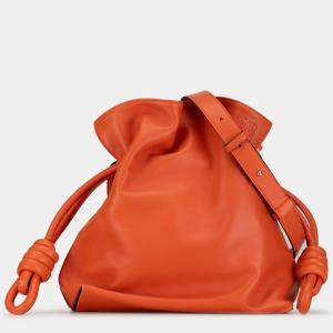 Loewe Orange Leather Small Flamenco Knot Shoulder Bag