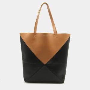 Loewe Black/Brown Leather Medium Puzzle Shoulder Bag