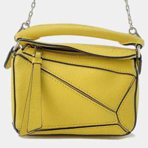 Loewe Yellow Leather Nano Puzzle Shoulder Bag