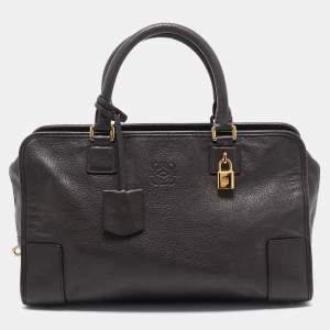 Loewe Dark Brown Leather Medium Amazona Satchel