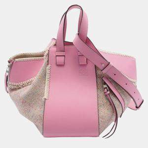 Loewe Pink Leather and Tweed Small Hammock Bag