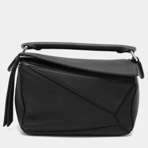 Loewe Black Leather Mini Puzzle Shoulder Bag