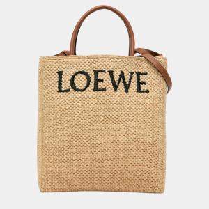 Loewe Beige/Brown Small Raffia Standard A4 Satchel