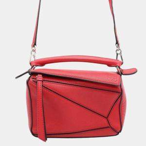 Loewe Red Leather Puzzle Bag Size Mini