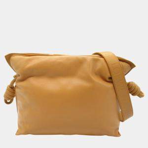 Loewe Brown Camel Leather Flamenco Clutch Shoulder Bag