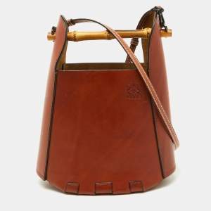 Loewe Brown Leather Bamboo Bucket Bag