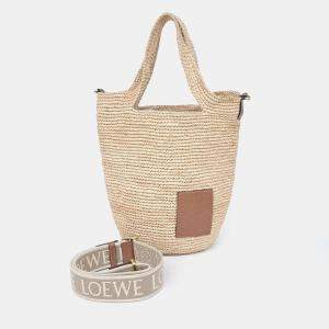 Pre Owned Loewe Beige Raffia Raffia Mini Slit Bag