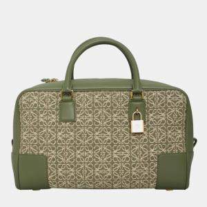 Loewe Green Anagram Jacquard & Calfskin Amazona 28 Satchel Bag